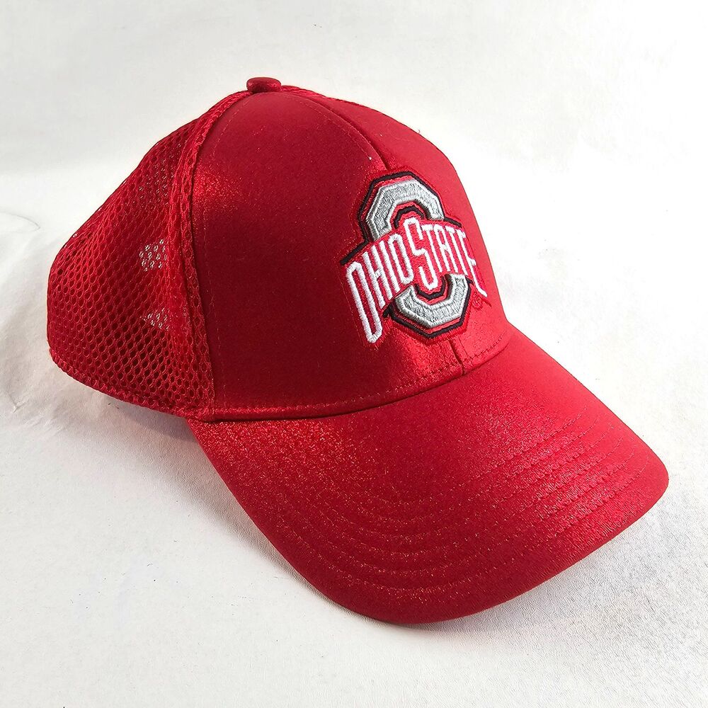 Ohio State Buckeyes Snapback Hat Red Trucker Mesh Adjustable OSU Cap Glitter